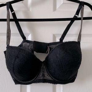 VICTORIA’S SECRET VS Black Very Sexy Lined Balconet Bra 38DD NWOT